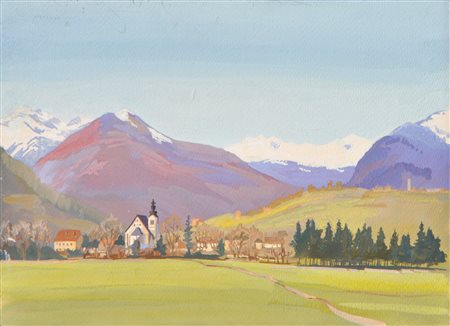 Josef Durst (Wien/Vienna 1878 - Brixen/Bressanone 1950) Vista della chiesa...