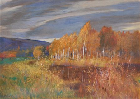 Rudolf Stoitzner (Wien/Vienna 1873 - 1933) Paesaggio autunnale, 1919;Olio su...