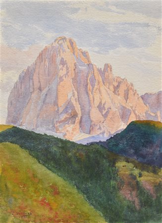 Lila Gruner (Guntramsdorf 1870 - Wien/Vienna 1950) Sassolungo nella Val...