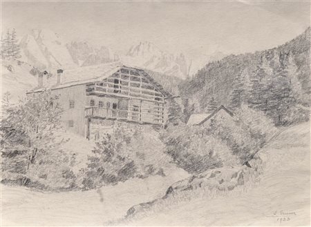 Lila Gruner Maso nelle Dolomiti, 1933;Matita, 29,3 x 39,7 cm Firma e data