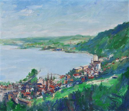 Erwin Lutz-Waldner (Meran/Merano 1912 - Innsbruck 1975) Vista su Bregenz,...