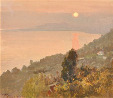 Ulderico Giovacchini Tramonto sul mare, 1964;Olio su cartone, 40 x 45 cm, in...