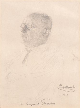 Josef Engelhart (Wien/Vienna 1864 - 1941) Il compositore Streicher,...