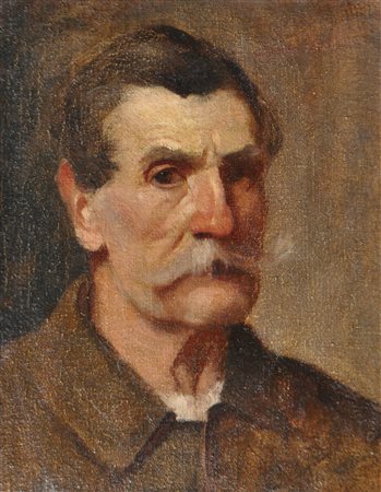 Thomas Walch (Imst 1867 - 1943) Ritratto di un uomo con baffi;Olio su tela su...