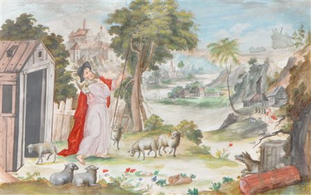 Maler um 1600/Pittore del 1600 ca. Il buon pastore / La buona pastora;Guazzo...