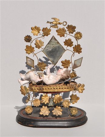 Anonym/Anonimo Gesù Bambino, XIX secolo;Legno dipinto, metallo, altezza 41...