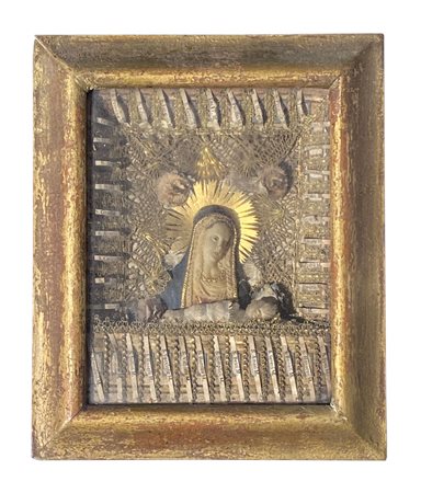 Anonym/Anonimo Lavoro monastico "Madonna con Bambino", prima metà del XIX...