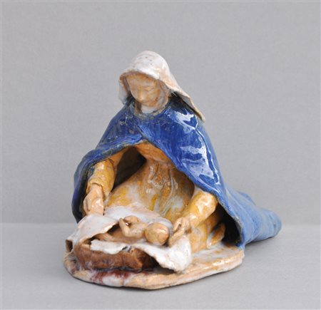 Maria Delago Madonna con Bambino, 1955;Ceramica smaltata, altezza 16 cm...
