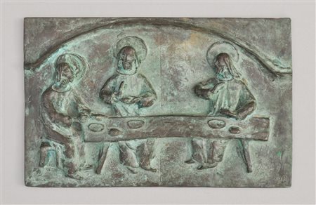Maria Delago L’Ultima Cena;Rilievo in bronzo, 26 x 40 cm Monogramma