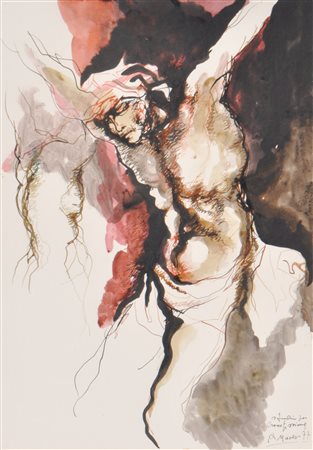 Augusto Murer (Falcade 1922 - Padua/Padova 1985) Studio per crocifissione,...