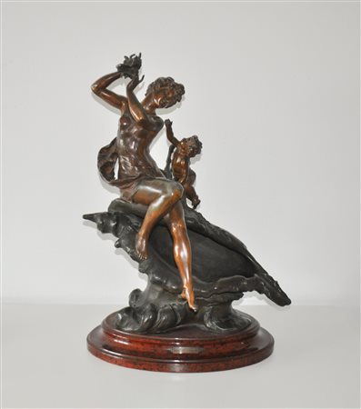 Charles Octave Levy (1820 - 1899) Enfant au coquillage, 1890 ca.;Metallo fuso...