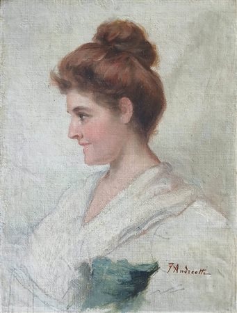 Federico Andreotti (Florenz/Firenze 1847 - 1930) Ritratto di donna;Olio su...