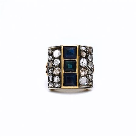 Anello Art Deco in oro e argento