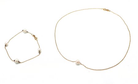 Demi-Parure in oro 18 kt e perle