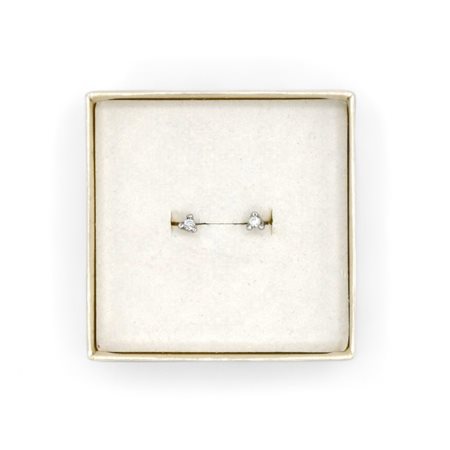 Orecchini punto luce in oro bianco 18 kt e simulanti