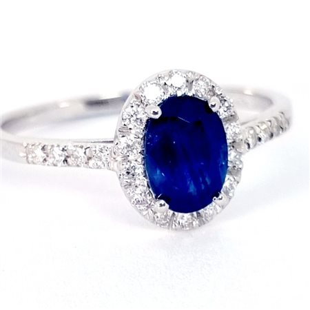 Anello in oro 18 kt con zaffiro e diamanti