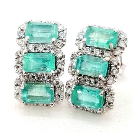 Orecchini in oro 18 kt con smeraldi e diamanti