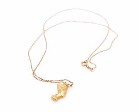 Collana in oro 18 kt con pendente 'testa di Nefertiti'