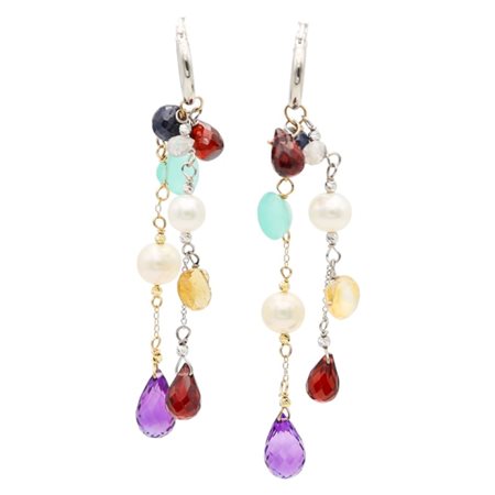 Orecchini in oro bianco e giallo 18 kt e pietre