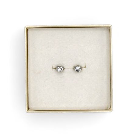 Orecchini punto luce in oro bianco 18 kt e simulanti