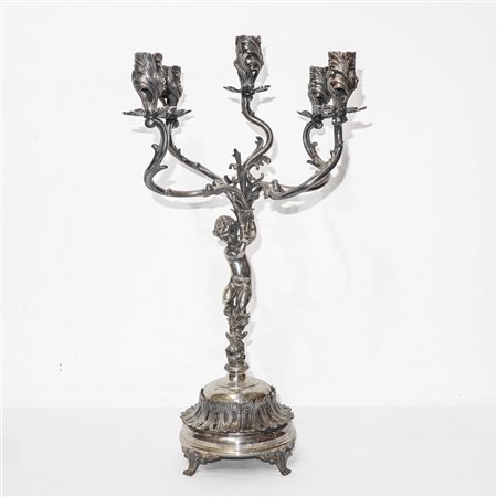 Argento Enrico Goretta Alessandria - Candelabro a 5 fiamme in argento 800, Alexandria, 1950s