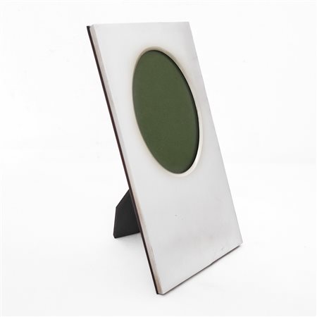 Cornice rettangolare in argento 800 con vano portafoto ovale