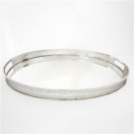 Argenterie Sandonà (Treviso)  - Vassoio ovale in argento 800 con bordo a ringhierina