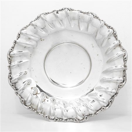 Alzata centrotavola  in argento 800 con bordo smerlato