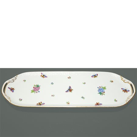 Herend  Hungary (Herend 1826)  - Vassoio in porcellana bianca Herend, decoro Queen Victoria