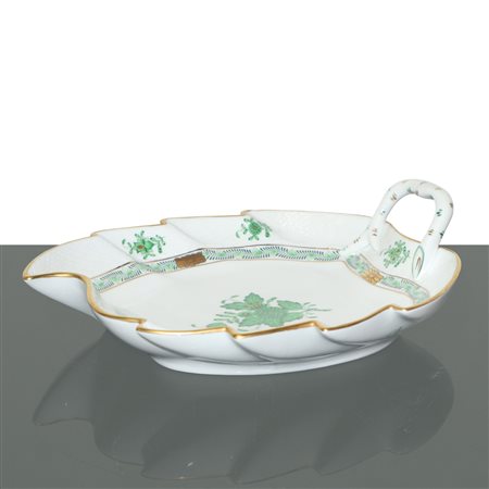 Herend  Hungary (Herend 1826)  - Foglia in porcellana bianca Herend decoro Apponyi verde