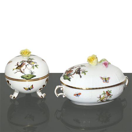 Herend  Hungary (Herend 1826)  - Coppia di portacioccolattini in porcellana Herend serie Rothschild, presa a guisa di fiore