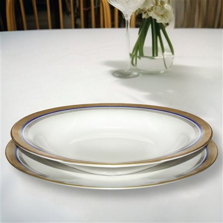 Bavaria Johann seltmann vohenstrauß - Servizio di piatti da 12 in porcellana con bordo dorato e blu