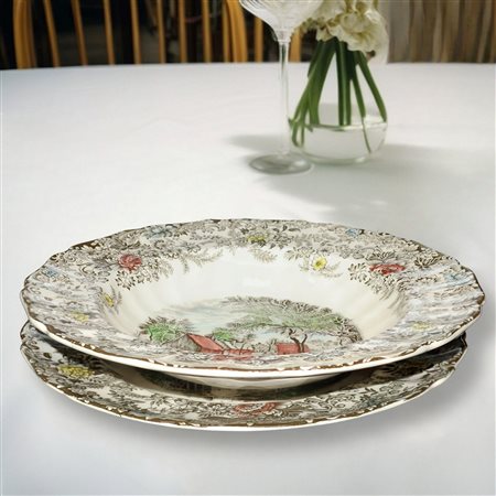 Johnson Bros England - Servizio di piatti vintage da 12 modello Mill Stream