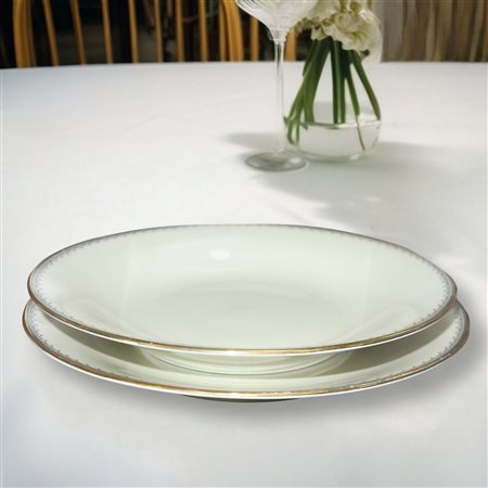 Bavaria Johann seltmann vohenstrauß - Servizio di piatti da 11 in porcellana bianca con decori dorati e blu