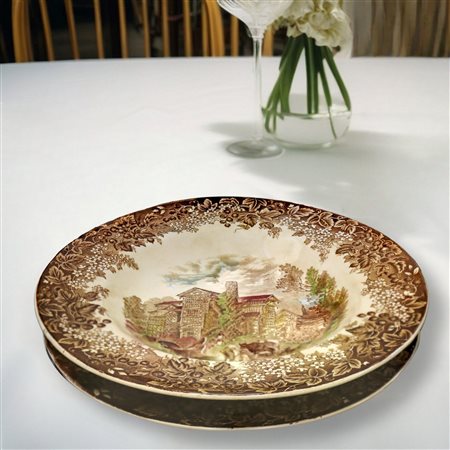 J & G Meakin England (1851 - 2000)  - Servizio piatti policromi dis. Romantic England, 19th Century