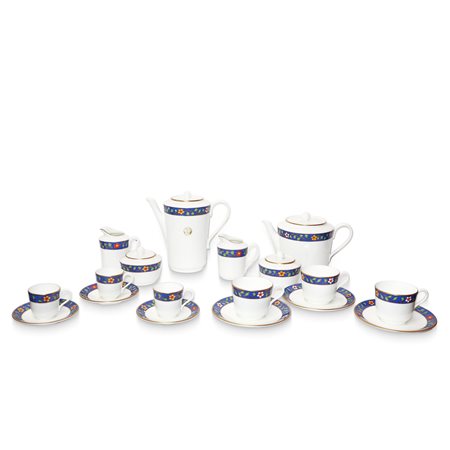 Richard Ginori - Servizio da tè e servizio da caffè in porcellana bone china collezione Lago con decoro floreale