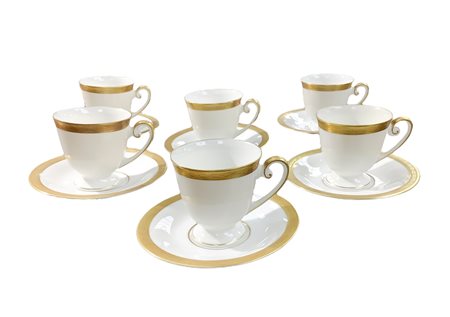 Tirschenreuth Germany - Servizio da caffe in porcellana bianca con bordo in oro