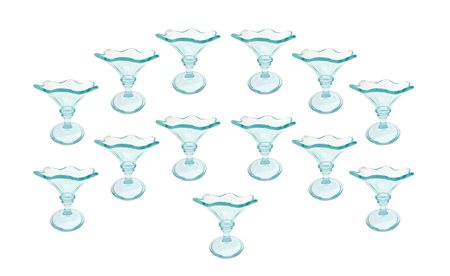 N. 18 coppe gelato in vetro color turchese