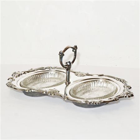 Antipastiera in ottone con ciotoline in vetro