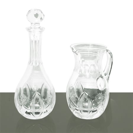Brocca e bottiglia in cristallo molato e intagliato