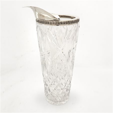 Mixing glass in cristallo molato con dettagli in metallo argentato