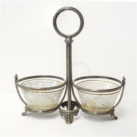 Salsiera in silver e vetro decorato