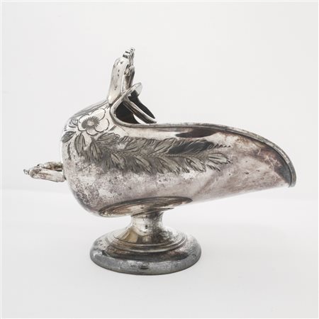 Zuccheriera in sheffield decorata a sbalzo dotata di cucchiaino