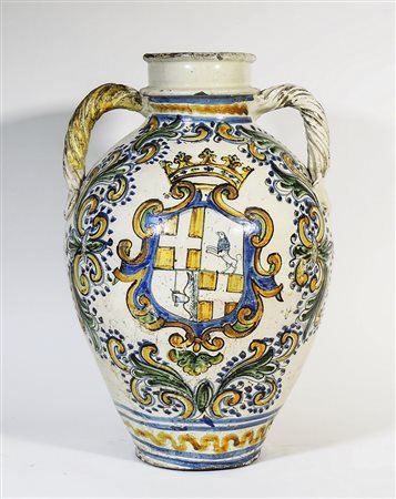 VASO AD ORCIO IN MAIOLICA POLICROMA Caltagirone, fine del XVIII/inizio del...