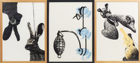 VALERIANO TRUBBIANI Composizioni con animali Anni Settanta serie di quattro...