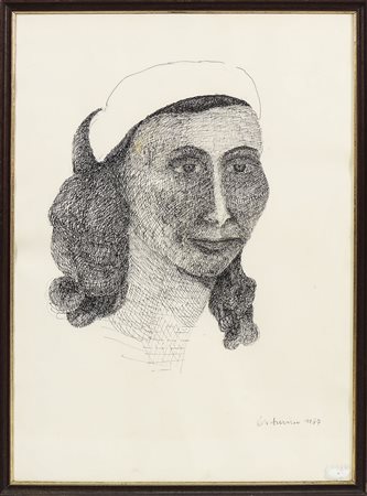 VENTURINO VENTURI (1918-2002) Ritratto femminile china su carta, firmato e...