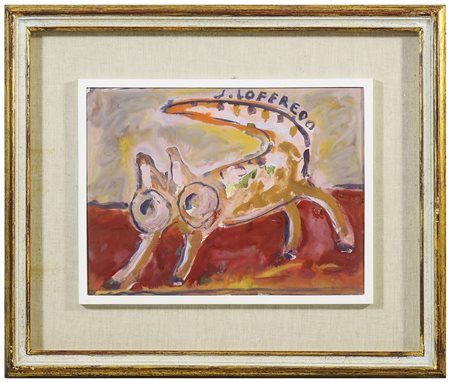 SILVIO LOFFREDO (1920-2013) Gattino olio su tela, firmato, al verso firmato,...