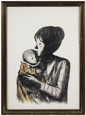 XAVIER BUENO (1915-1979) Maternità litografia, prova d'artista, firmata, in...