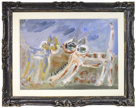 SILVIO LOFFREDO (1920-2013) Gattini olio su tela, firmato, al verso firmato,...