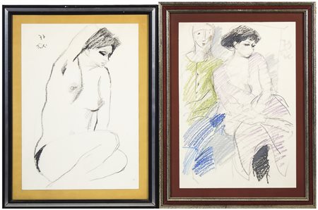 BRUNO PAOLI (1915-2005) Nudo e Figure 1977-79 due tecniche miste su carta,...